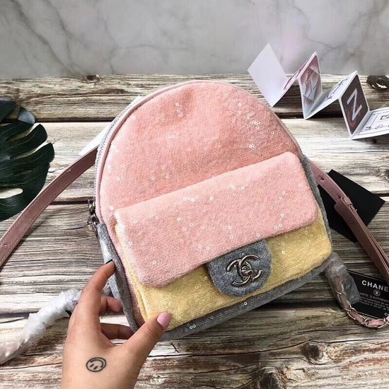 Chanel Bead piece knapsack 33269 pink&yellow