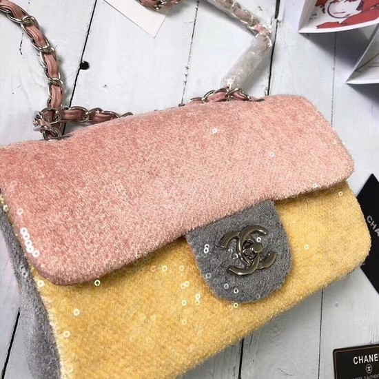 Chanel Flap Beads Shoulder Bag CF1116 pink&yellow