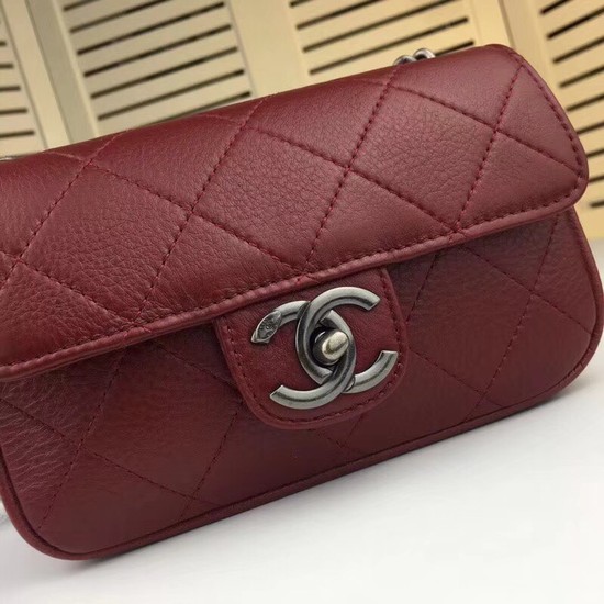 Chanel mini Leather cross-body bag 7739 Dark red