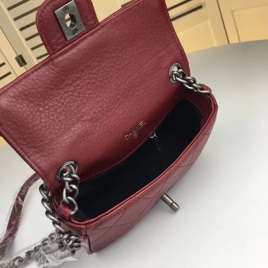 Chanel mini Leather cross-body bag 7739 Dark red