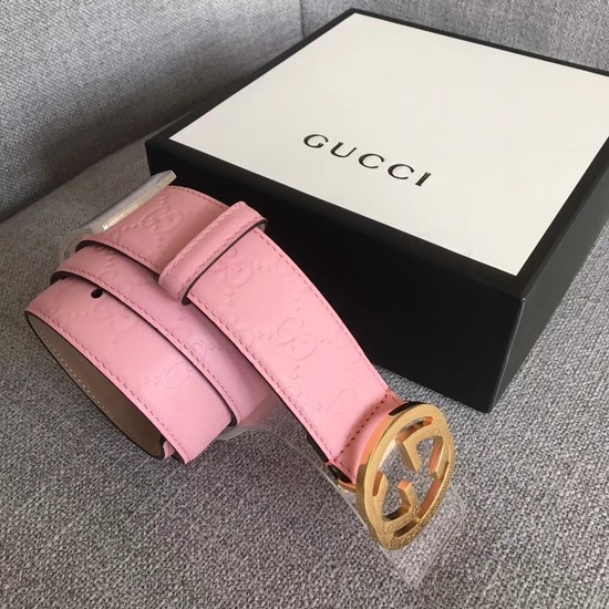 Gucci Signature leather belt 370543 pink