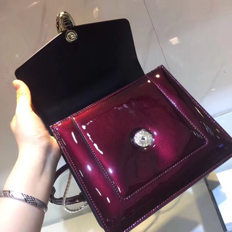 BVLGARI Serpenti Forever metallic-leather shoulder bag 058962 fuchsia