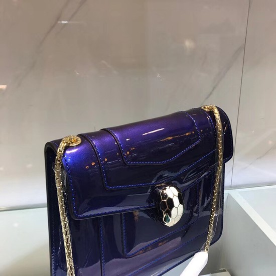 BVLGARI Serpenti Forever metallic-leather shoulder bag 08962 blue