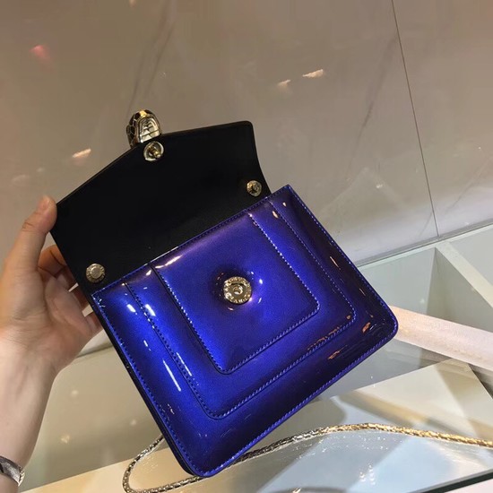 BVLGARI Serpenti Forever metallic-leather shoulder bag 08962 blue