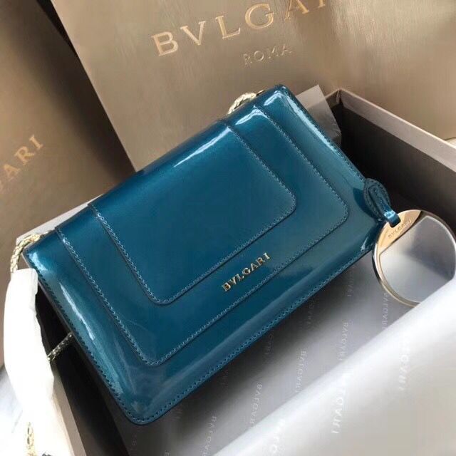 BVLGARI Serpenti Forever metallic-leather shoulder bag 4953 blue