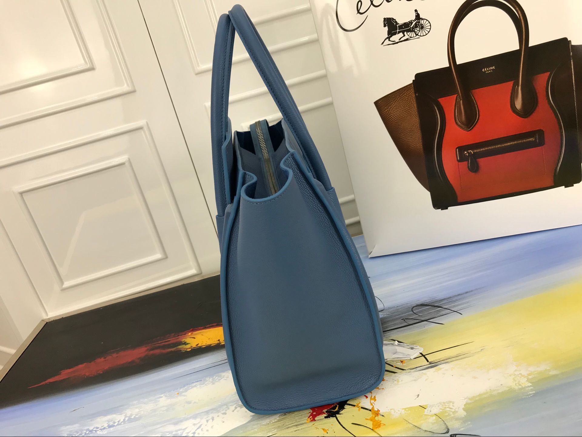 Celine Luggage Micro Tote Bag Original Leather CLY33081M blue