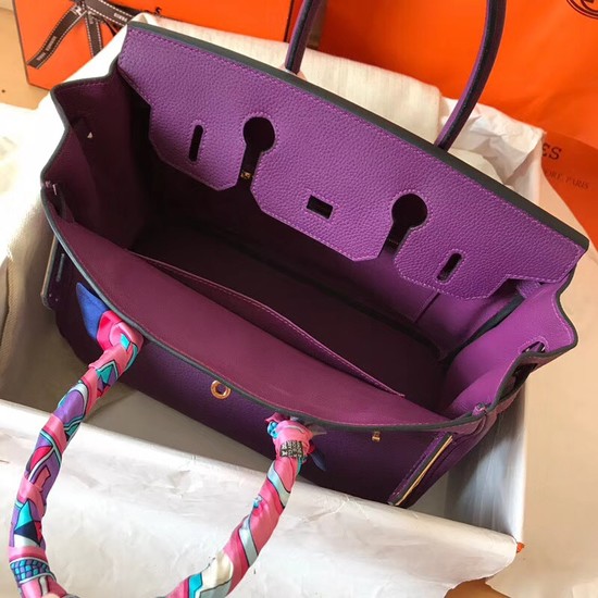 Hermes Birkin Tote Bag Original Togo Leather BK35 purple