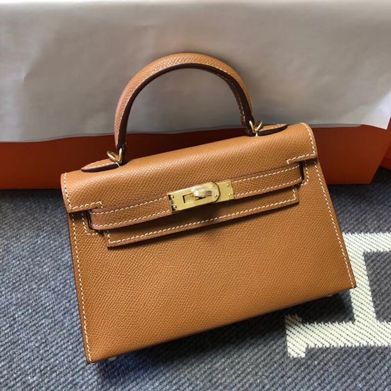 Hermes Kelly 20cm Tote Bag Original Epsom Leather KL20 Camel