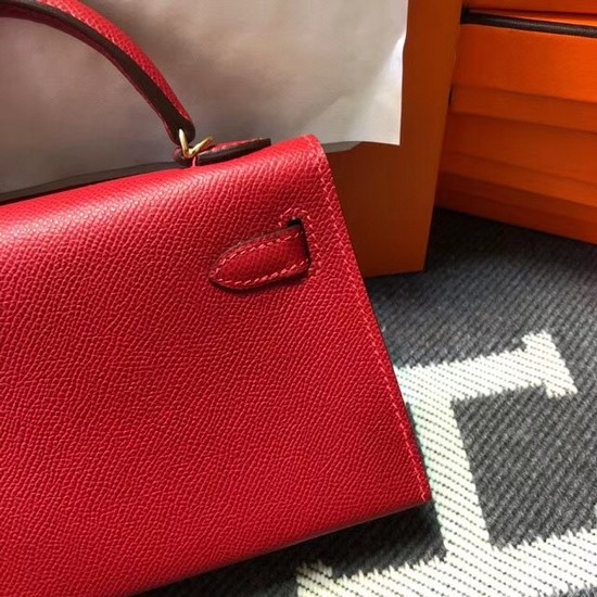 Hermes Kelly 20cm Tote Bag Original Epsom Leather KL20 red