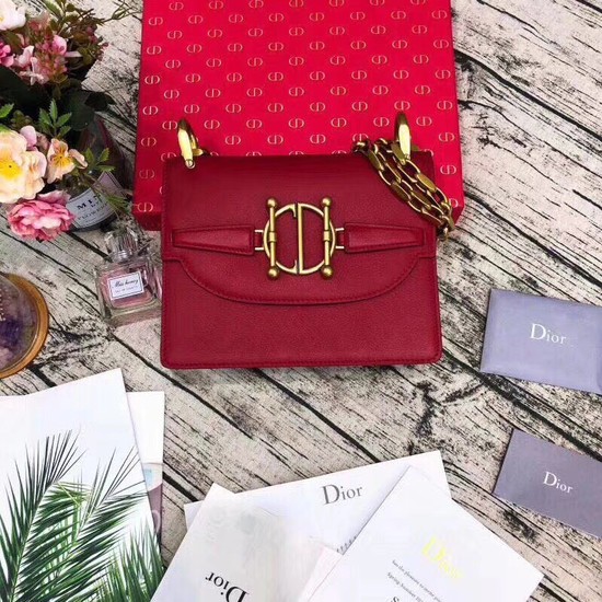 Dior DIORDIRECTION FLAP BAG IN RED LAMBSKIN M6810