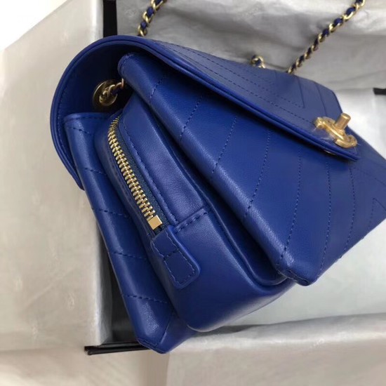 Chanel Flap Original Lambskin Leather Shoulder Bag 57431 blue