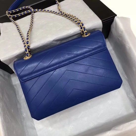 Chanel Flap Original Lambskin Leather Shoulder Bag 57431 blue