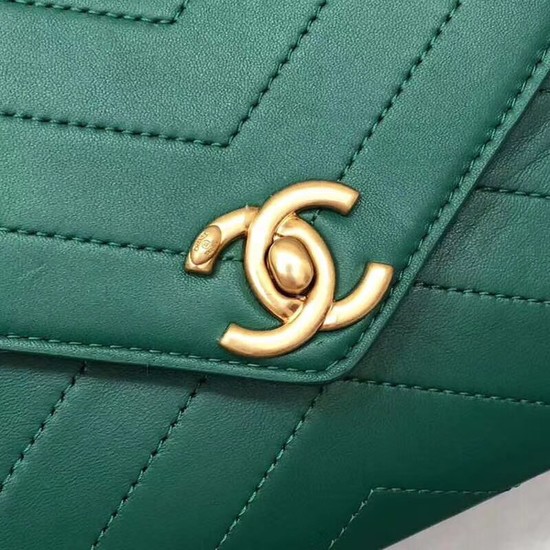 Chanel Flap Original Lambskin Leather Shoulder Bag 57431 green