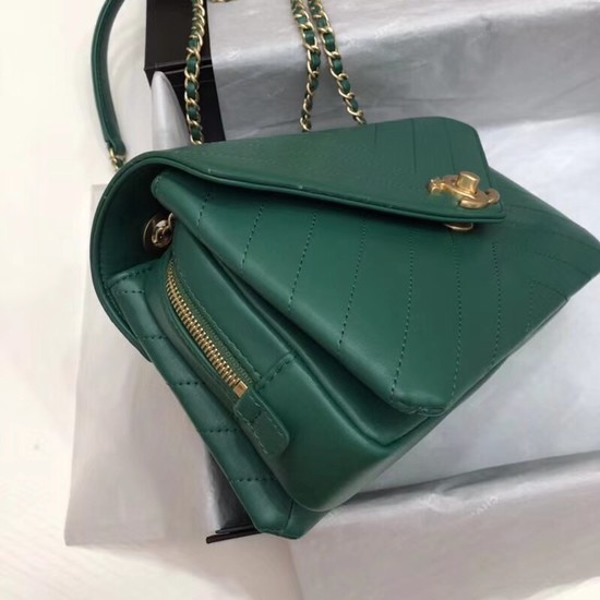 Chanel Flap Original Lambskin Leather Shoulder Bag 57431 green