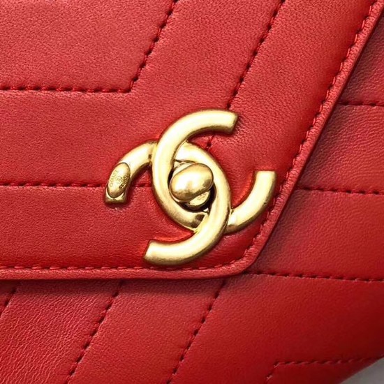 Chanel Flap Original Lambskin Leather Shoulder Bag 57431 red