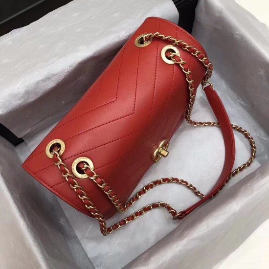 Chanel Flap Original Lambskin Leather Shoulder Bag 57431 red