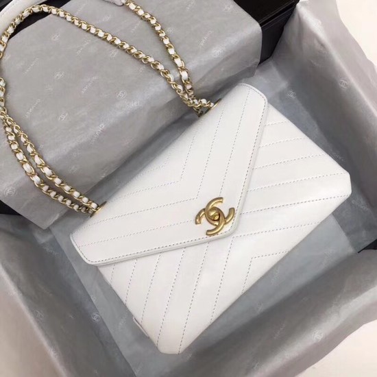 Chanel Flap Original Lambskin Leather Shoulder Bag 57431 white