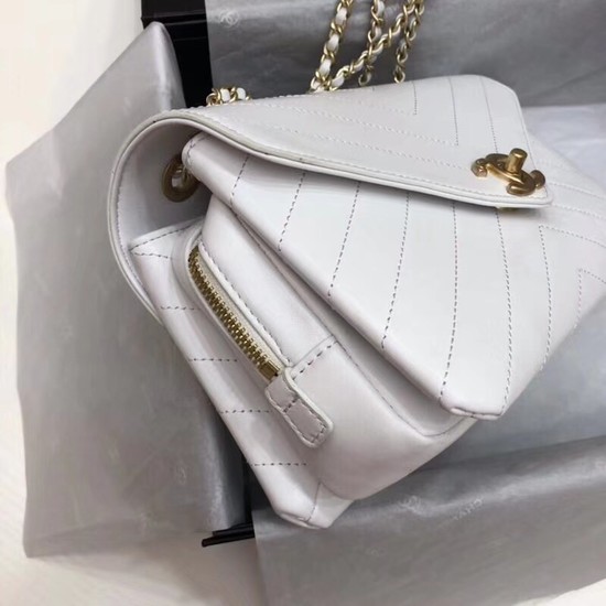 Chanel Flap Original Lambskin Leather Shoulder Bag 57431 white