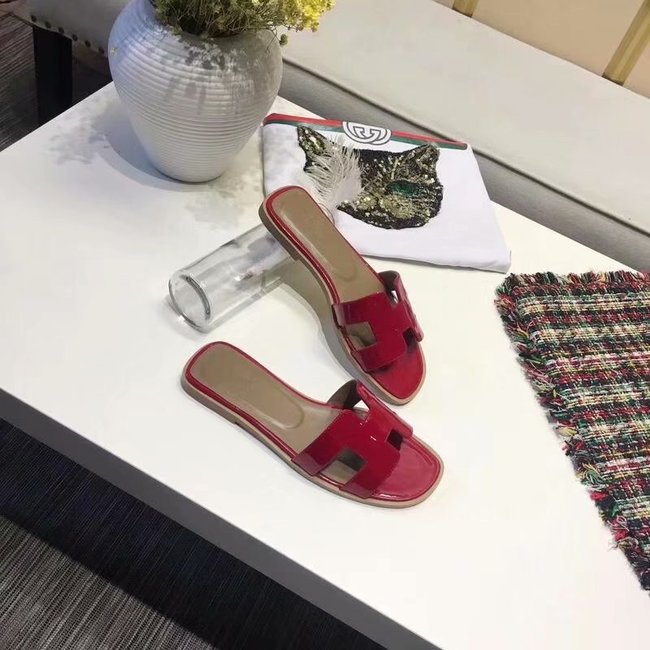 Hermes lady leather fashion Slipper HO808HMJ red