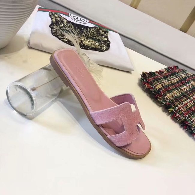 Hermes lady leather fashion Slipper HO812HMJ pink