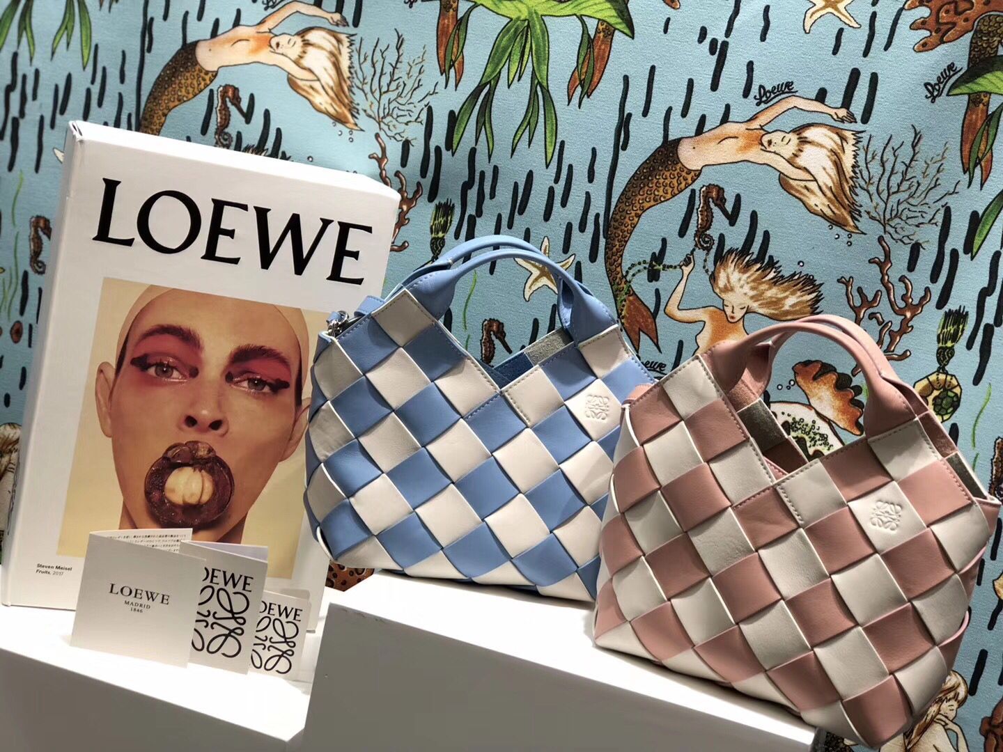 Loewe Woven Basket Gingham Bag Original Leather 25348