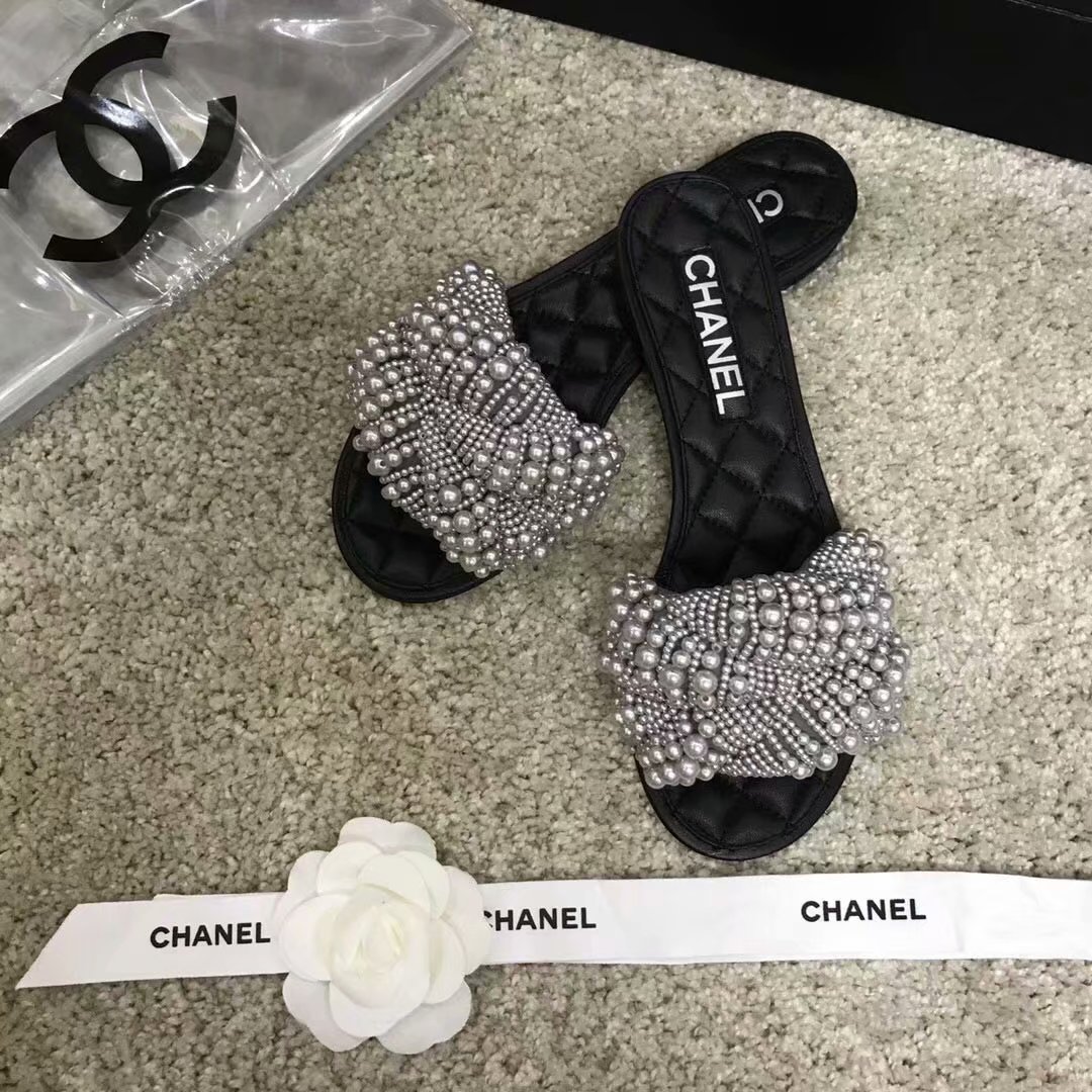 Chanel Slippers Pearl CH2417LS grey