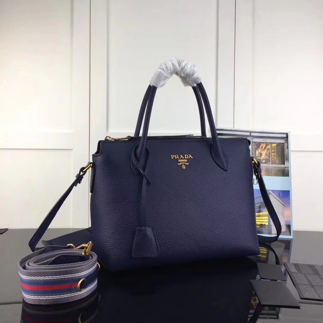 Prada calf leather bag 1BA157 dark blue