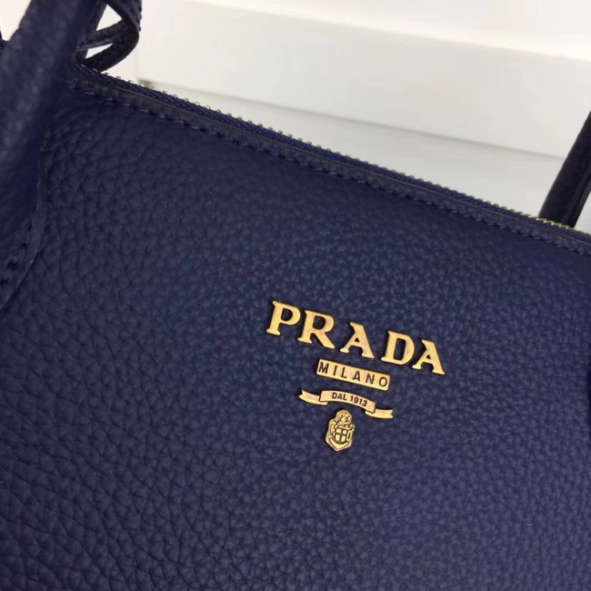 Prada calf leather bag 1BA157 dark blue