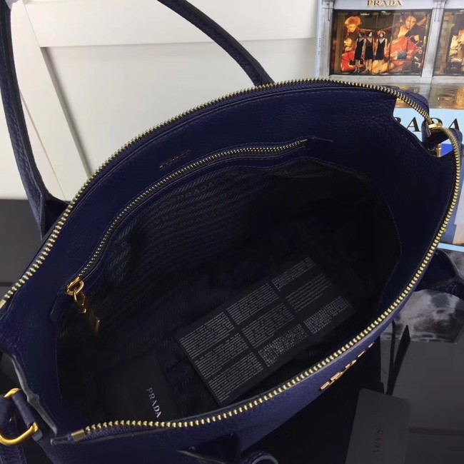 Prada calf leather bag 1BA157 dark blue