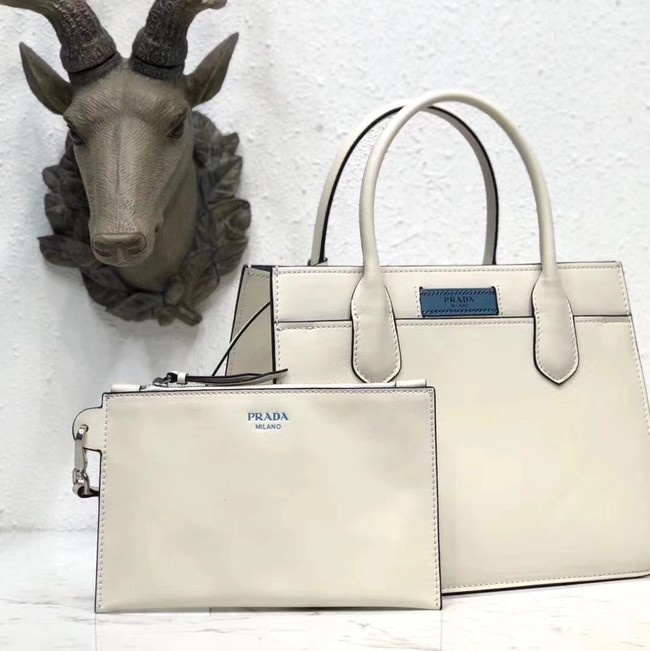 Prada dual calf leather bag 1BA178 white