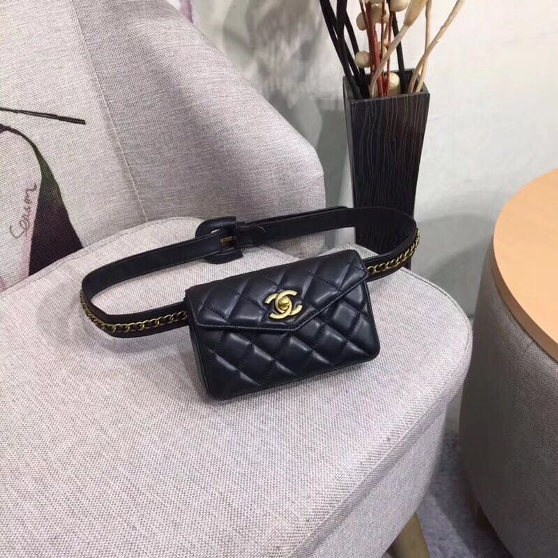 Chanel Original waist pack Sheepskin 4771 black