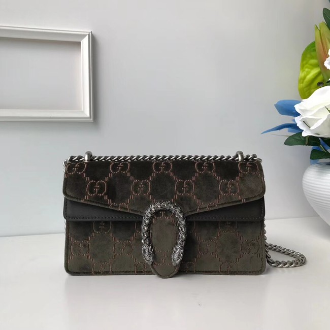 Gucci Dionysus GG velvet small shoulder bag 499623 Dark olive