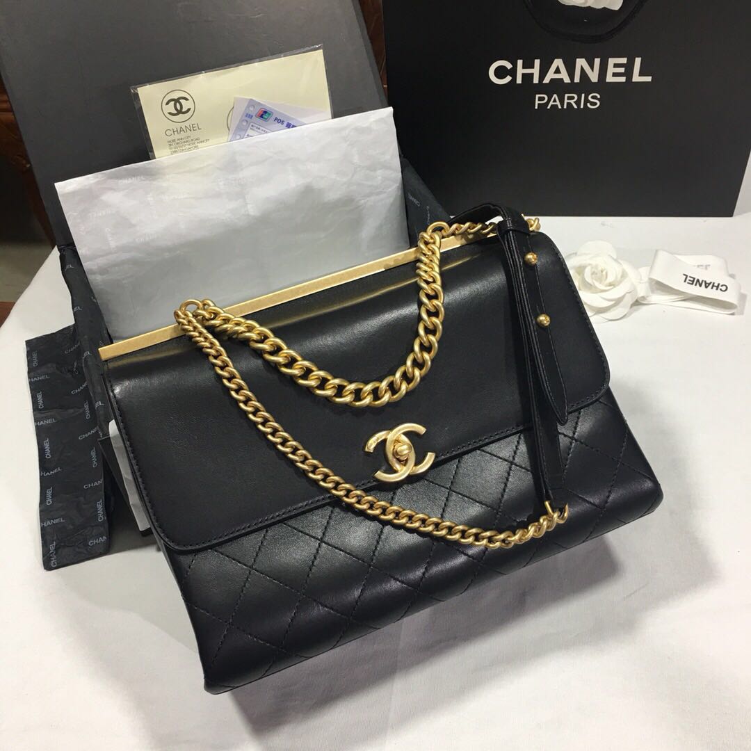 Chanel Flap Original Cowhide Shoulder Bag 56987 black