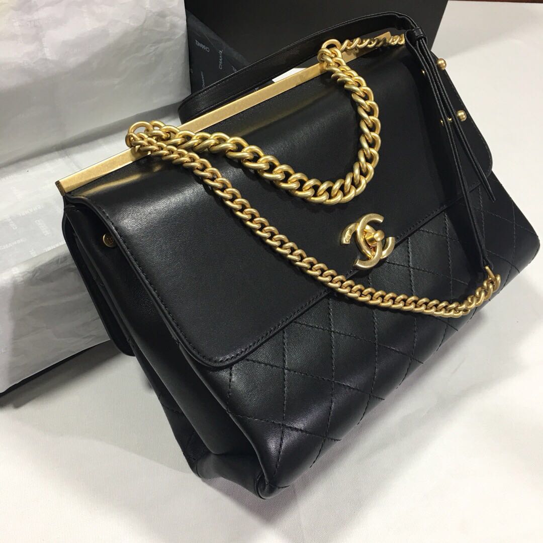 Chanel Flap Original Cowhide Shoulder Bag 56987 black