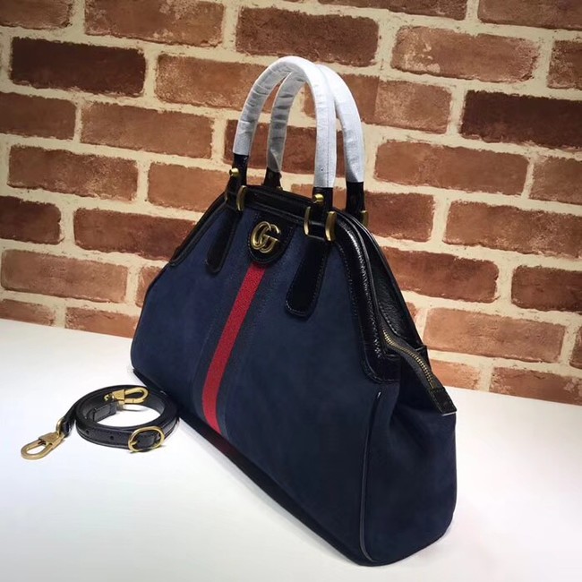 Gucci RE medium top handle bag Style 516459 Royal blue suede