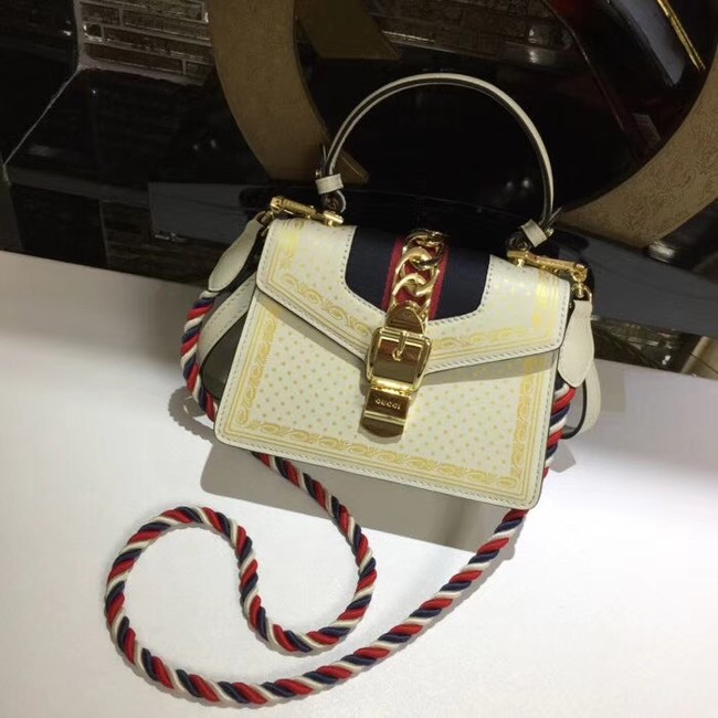 Gucci Sylvie leather mini bag 470270 cream