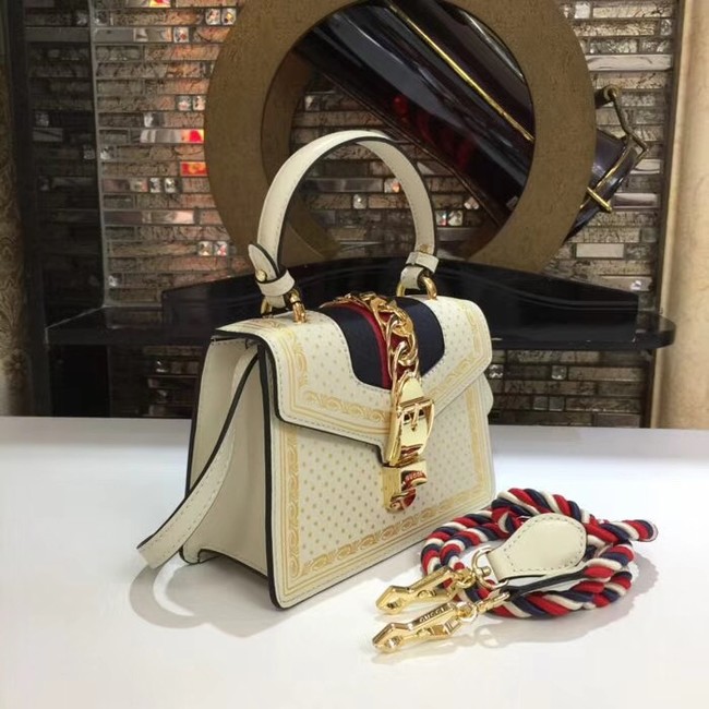 Gucci Sylvie leather mini bag 470270 cream