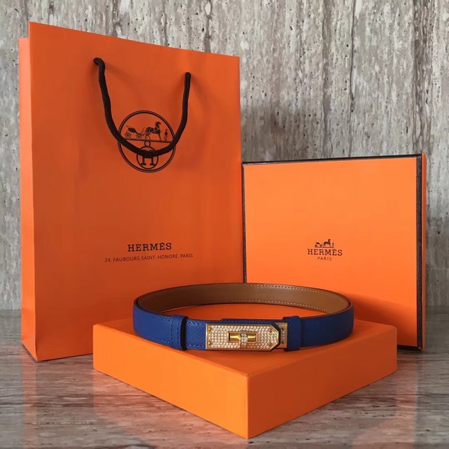 Hermes original epsom leather Kelly belt H069853 blue