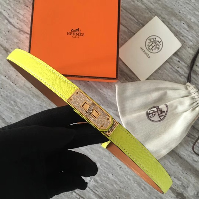 Hermes original epsom leather Kelly belt H069853 yellow