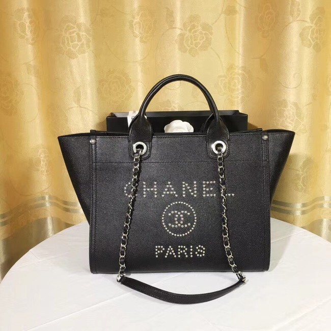 Chanel Original Caviar Leather Tote Shopping Bag 92565 black