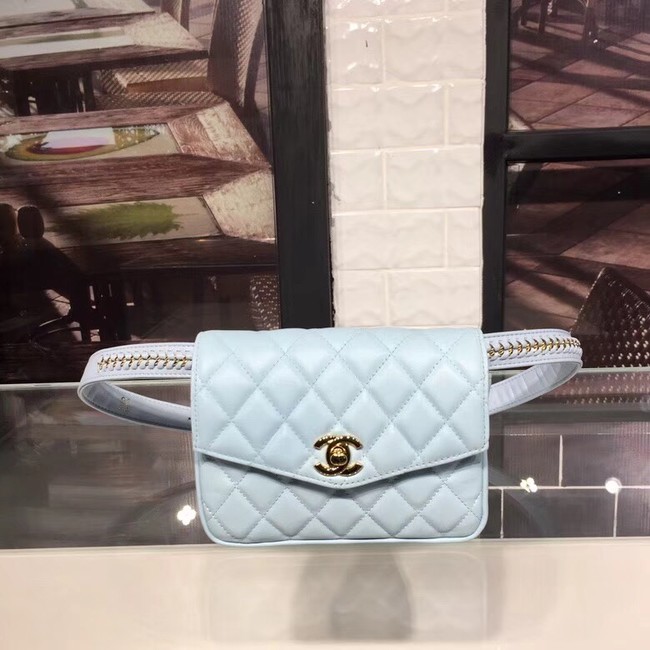 Chanel Original waist pack Sheepskin 4771 sky blue