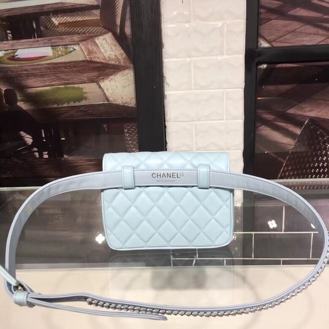 Chanel Original waist pack Sheepskin 4771 sky blue