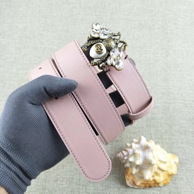 Gucci leather belt with bee 499638 pink