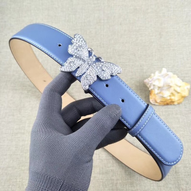 Gucci leather belt with butterfly 499553 blue