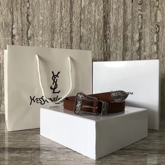 YSL leather belt 4765 brown