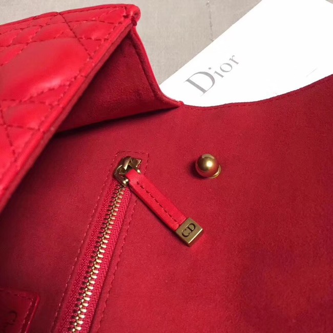 DIORADDICT FLAP BAG IN RED CANNAGE LAMBSKIN M5818