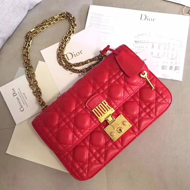 DIORADDICT FLAP BAG IN RED CANNAGE LAMBSKIN M5818