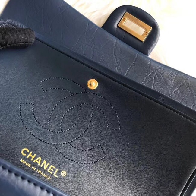 Chanel Flap Original Cowhide Leather 30225 blue gold chain