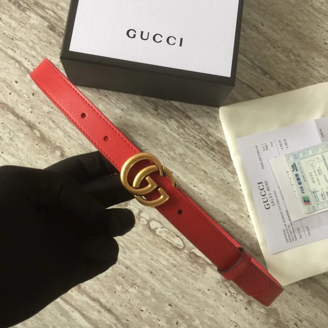 Gucci Leather belt with Double G buckle 409417 red