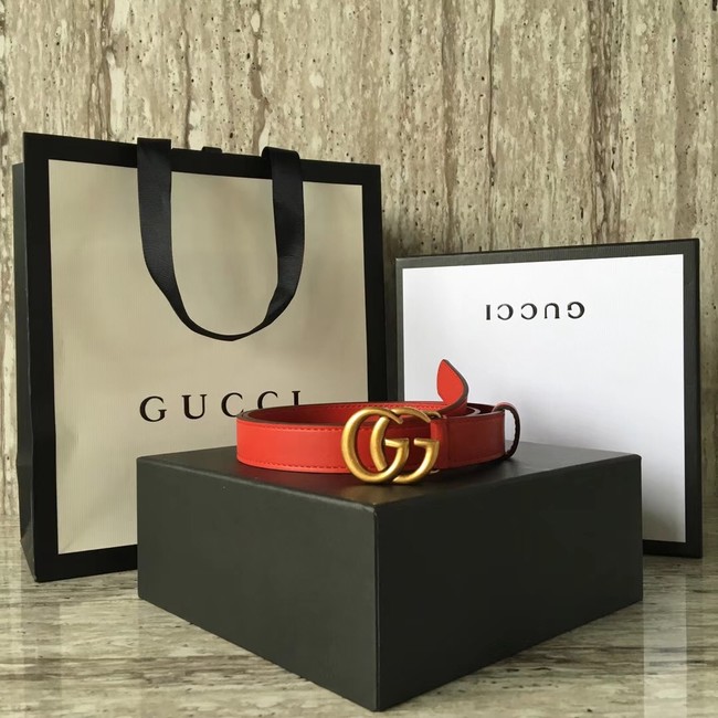 Gucci Leather belt with Double G buckle 409417 red